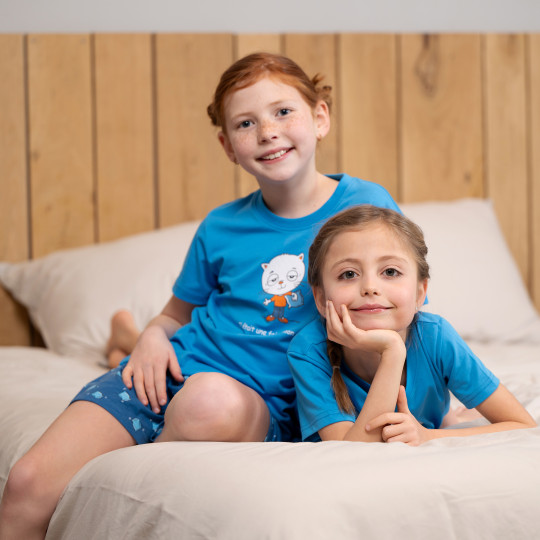 Pyjama enfant court JUSQU'AU LEVER DU JOUR "Mon Oreiller" 25EPMOC - Bleu