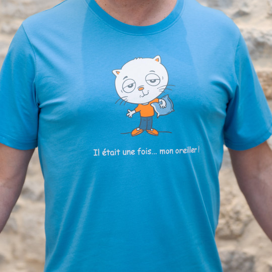 Pyjama adulte court JUSQU'AU LEVER DU JOUR "Mon Oreiller" 26EPMOC - Bleu