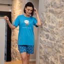 Pyjama adulte court JUSQU'AU LEVER DU JOUR "Mon Oreiller" 26EPMOC - Bleu