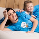 Pyjama adulte court JUSQU'AU LEVER DU JOUR "Mon Oreiller" 26EPMOC - Bleu