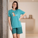 Pyjama adulte court JUSQU'AU LEVER DU JOUR "Foxy" 25EPFOC - Vert 