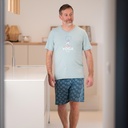 Pyjama adulte court JUSQU'AU LEVER DU JOUR "Yoga" 26EPYOC - Gris/Bleu