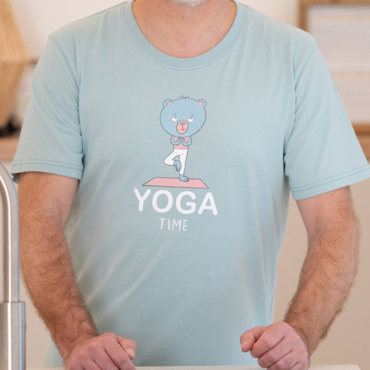 Pyjama adulte court JUSQU'AU LEVER DU JOUR "Yoga" 26EPYOC - Gris/Bleu