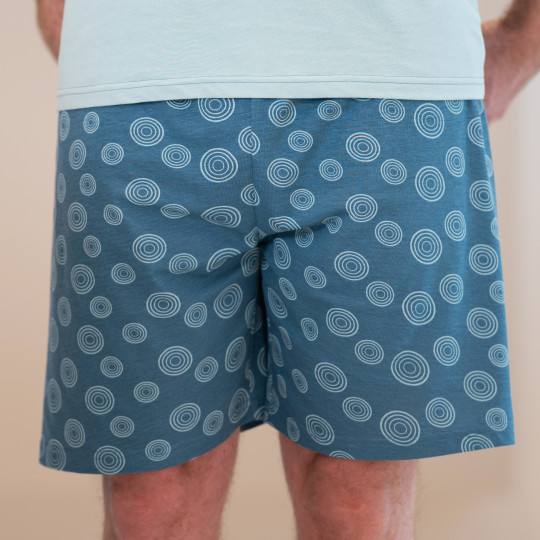 Pyjama adulte court JUSQU'AU LEVER DU JOUR "Yoga" 26EPYOC - Gris/Bleu