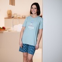 Pyjama adulte court JUSQU'AU LEVER DU JOUR "Yoga" 26EPYOC - Gris/Bleu