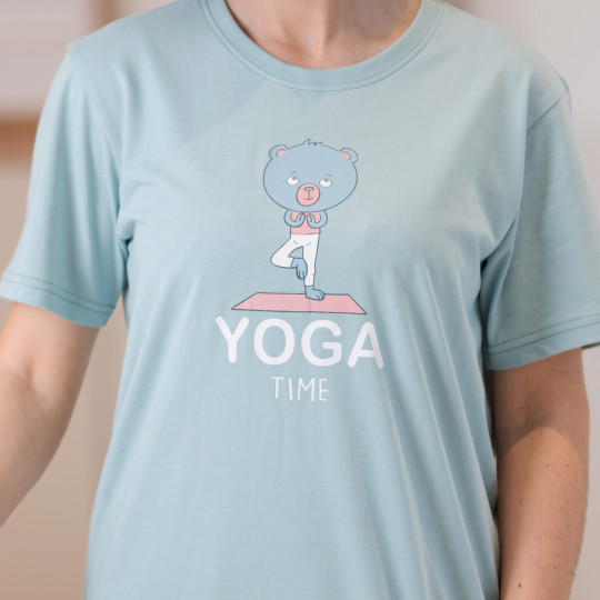 Pyjama adulte court JUSQU'AU LEVER DU JOUR "Yoga" 26EPYOC - Gris/Bleu