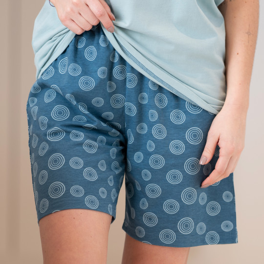 Pyjama adulte court JUSQU'AU LEVER DU JOUR "Yoga" 26EPYOC - Gris/Bleu