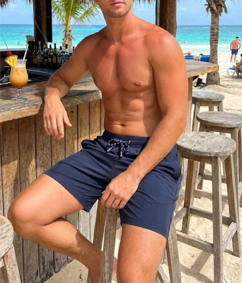 Short de bain long homme LOIC HENRY "Beachwear" KBY500V - Bleu Marine