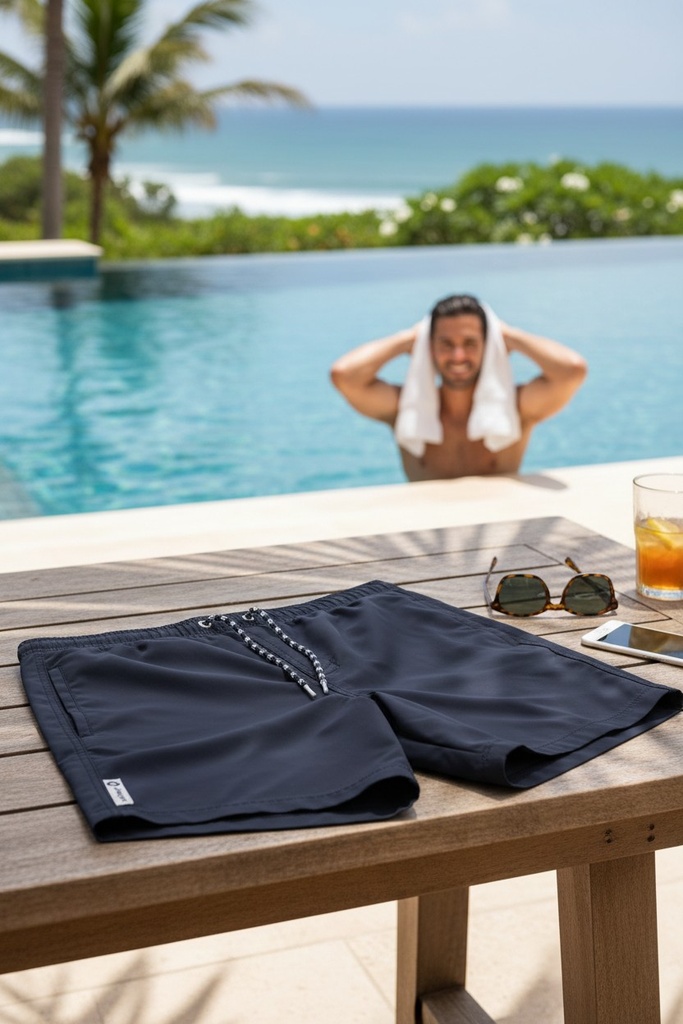 Short de bain long homme LOIC HENRY "Beachwear" KBY500V - Bleu Marine