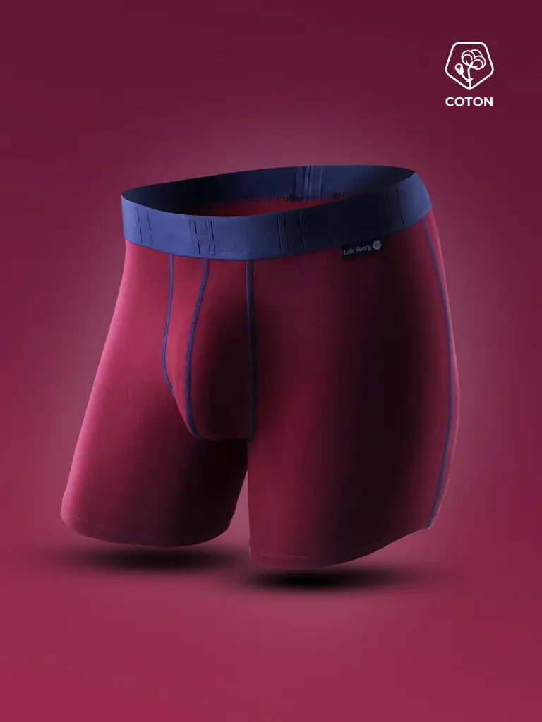 Boxer homme coton avec maintien intérieur LOIC HENRY "Every-D" KBD001W - Bordeaux