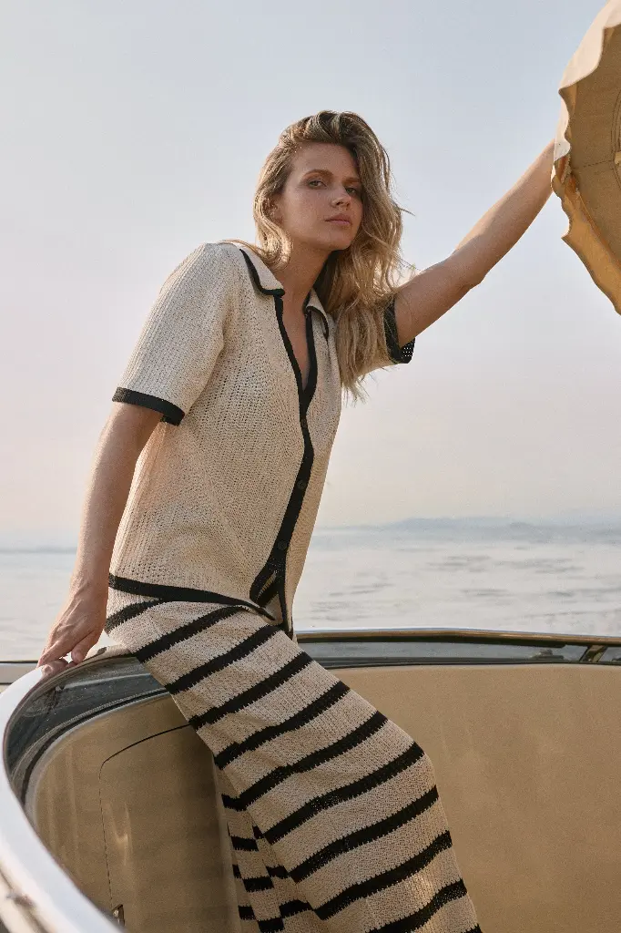 Ensemble de plage pantalon ARUELLE "Mirage" S26-AR-MIRAG-SL - Beige Noir IBLACK)