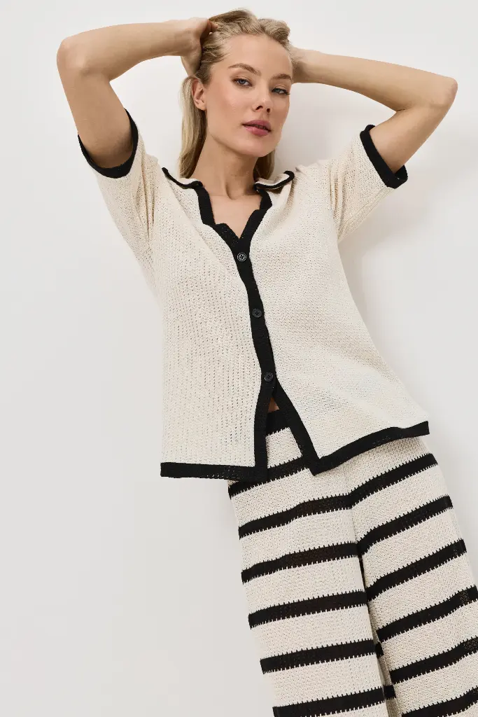 Ensemble de plage pantalon ARUELLE "Mirage" S26-AR-MIRAG-SL - Beige Noir IBLACK)