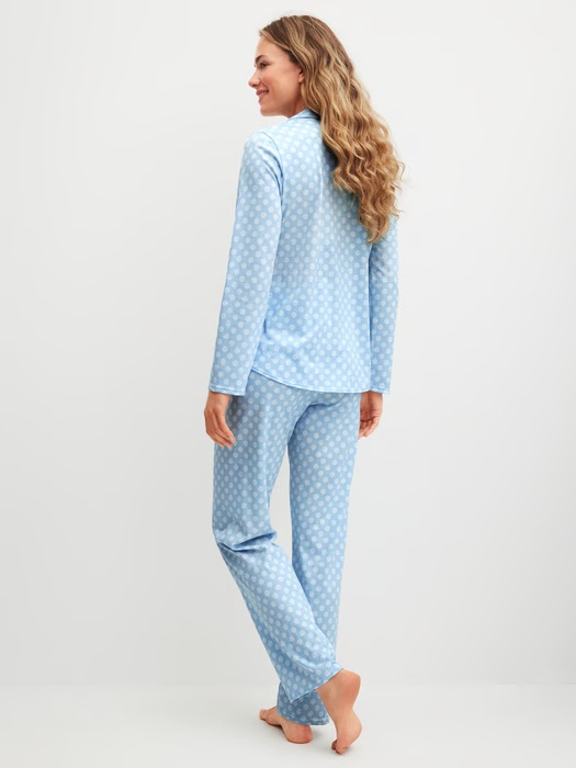 Pyjama long dame CALIDA "Lovely Nights" 46954 - Cascade Blue 545