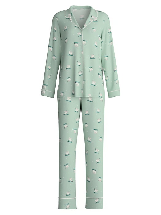 Pyjama long dame CALIDA "Cat Dreams" 41653 - Light Aqua 621