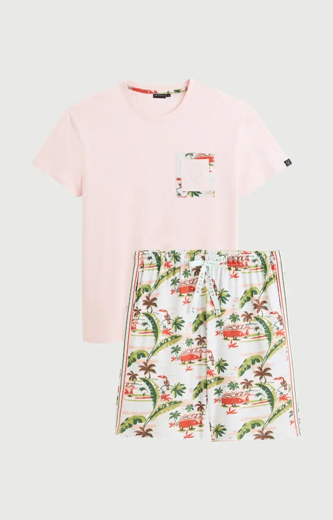 Pyjama short homme 100% coton bio ARTHUR "Van" PAU - Multicolore VANNE26