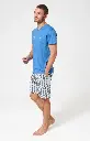 Pyjama short homme 100% coton bio ARTHUR "Pré à Rêver" PAU - Bleu TEDDE26