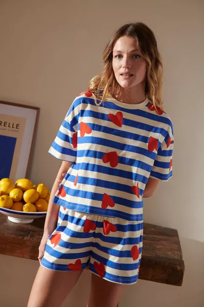 Pyjama Coton Bio WE ARE JOLIES "Marinière Coeurs"