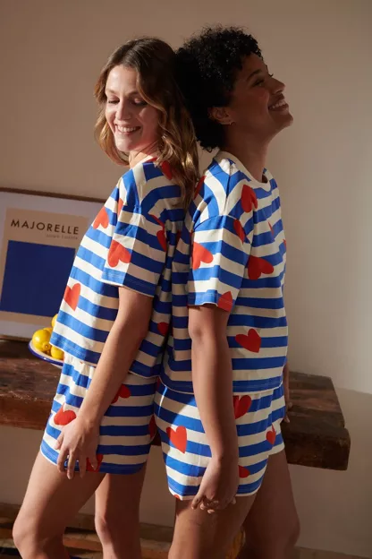 Pyjama Coton Bio WE ARE JOLIES "Marinière Coeurs"