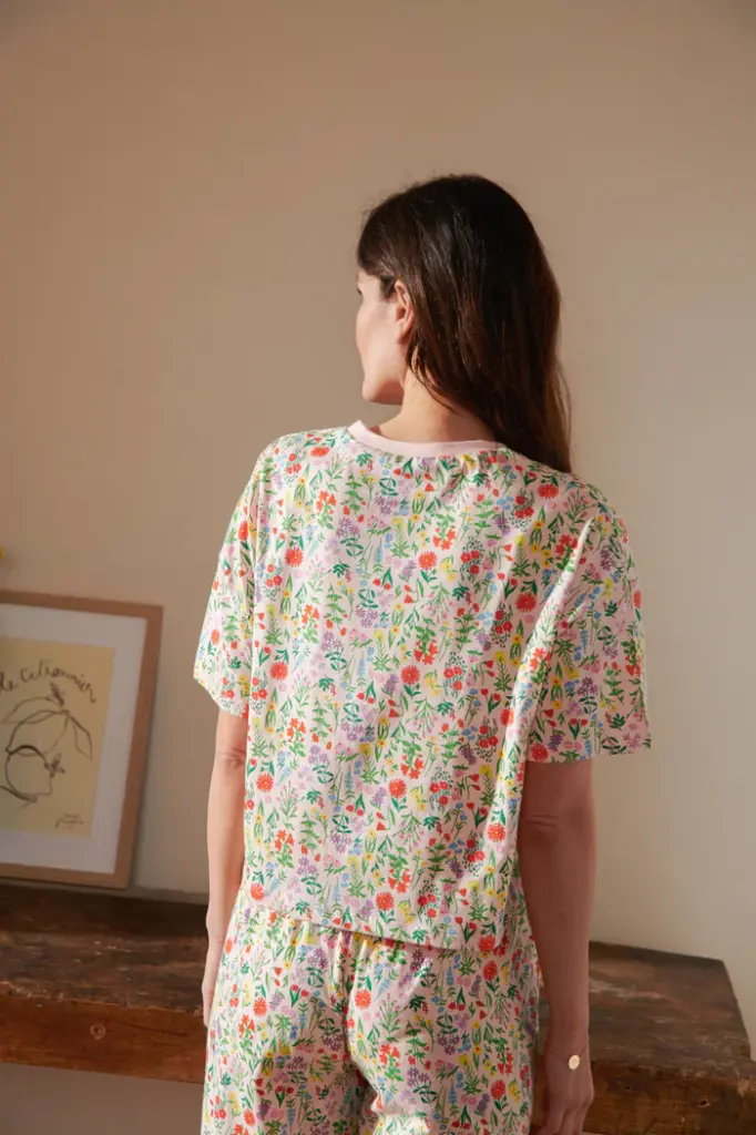 Pyjama long dame coton bioWE ARE JOLIES "Pampa Rose" 