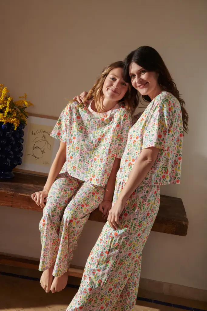 Pyjama long dame coton bioWE ARE JOLIES "Pampa Rose" 