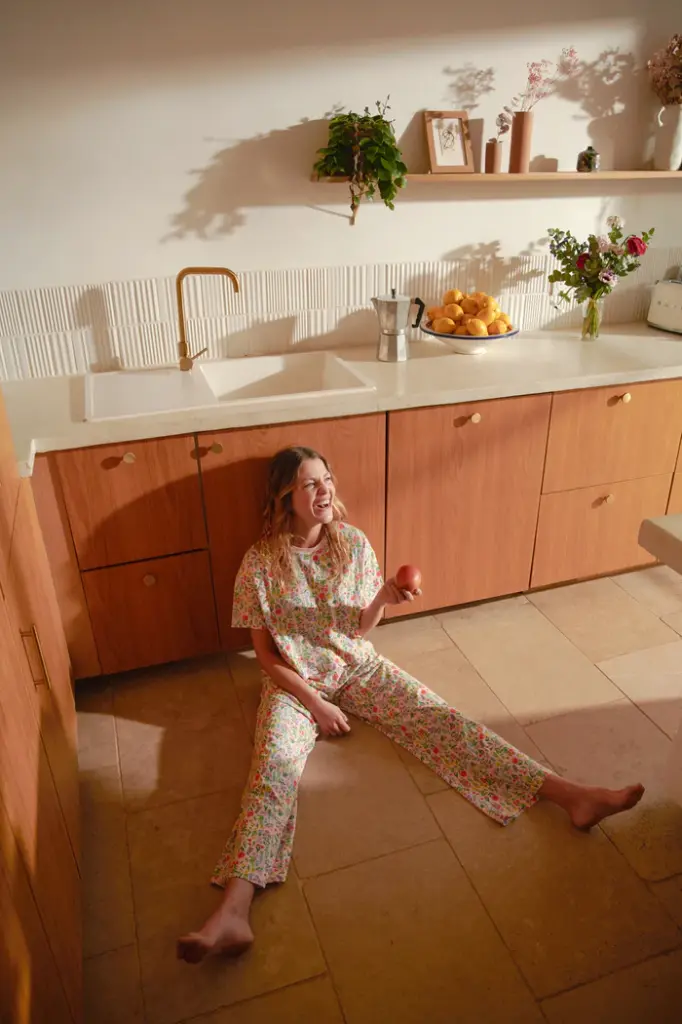 Pyjama long dame coton bioWE ARE JOLIES "Pampa Rose" 