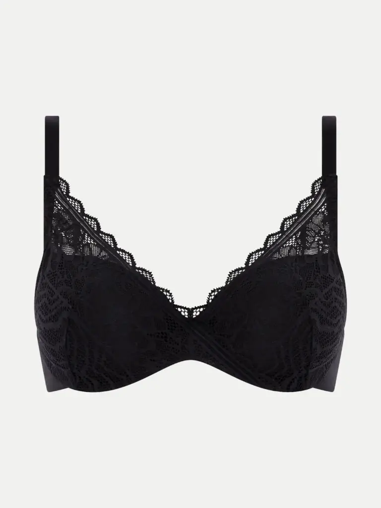 Soutien-gorge avec coques memory form enveloppant CHANTELLE EASY FEEL "Floral Touch" C94260 - Noir 011