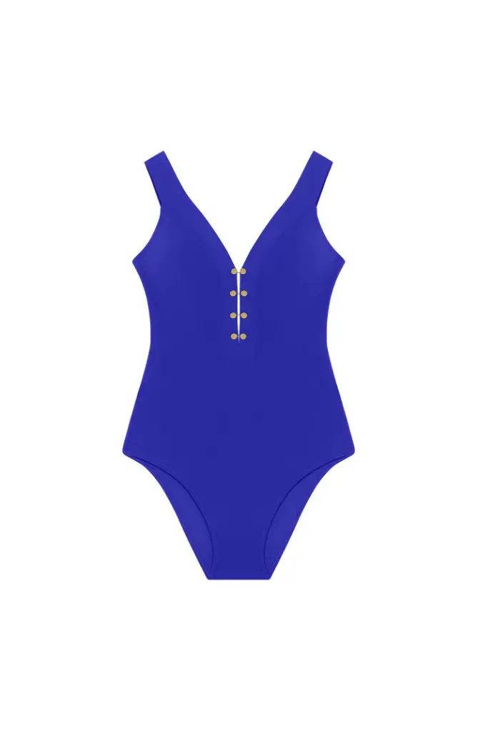 Maillot décolleté profond avec clips PAIN DE SUCRE "Bonnie 61" - Myrtille 