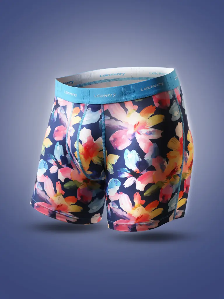 Boxer homme avec maintien intérieur LOIC HENRY "Identity" KBI126X - Fleuri 