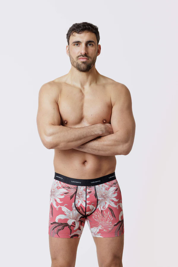 Boxer homme coton/tencel avec maintien intérieur LOIC HENRY "Graphic" KBB300M - Red Lys
