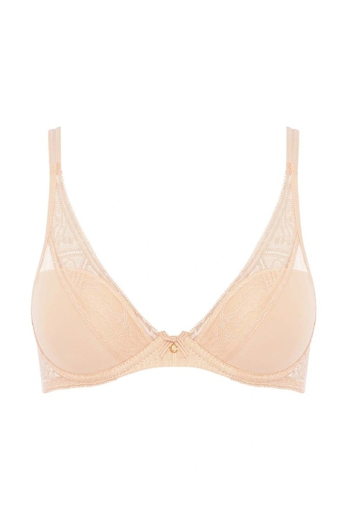 Soutien-gorge à coque plongeant CHANTELLE "Alto" C12L20 - Beige doré 01N