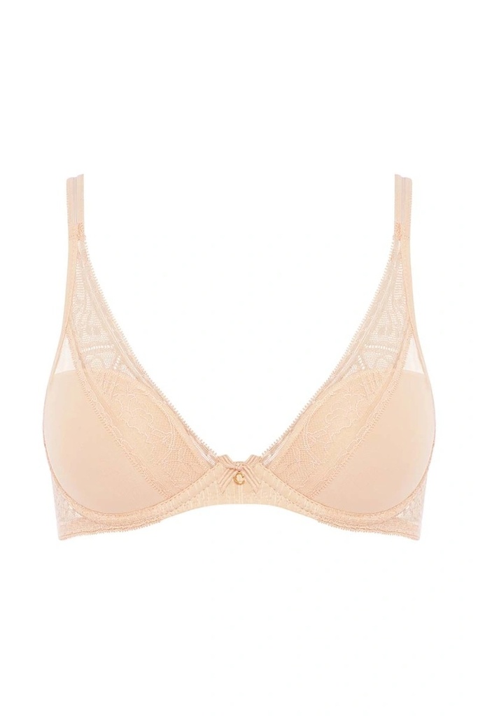 Soutien-gorge à coque plongeant CHANTELLE "Alto" C12L20 - Beige doré 01N