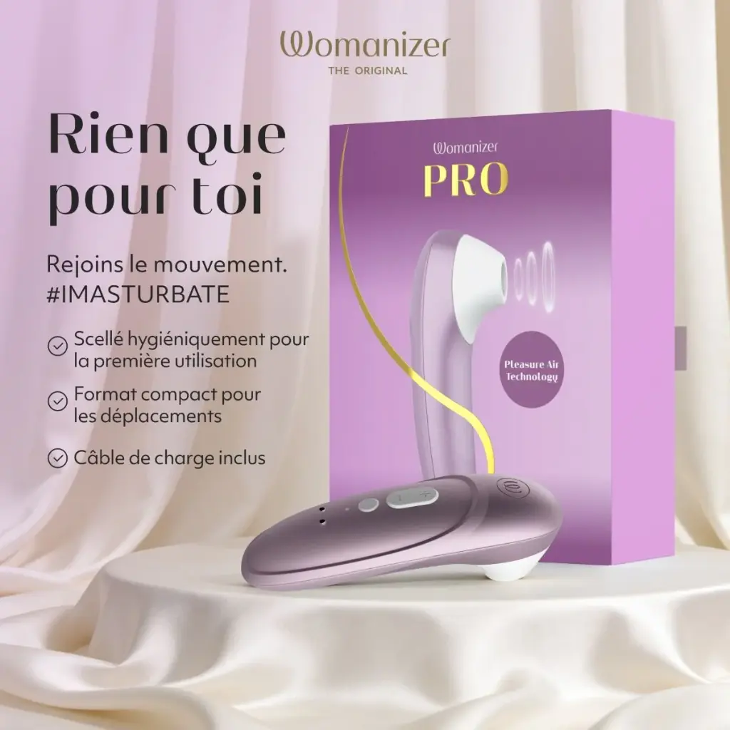 Stimulateur clitoridien à vibrations d'air pulsé WOMANIZER "Pro" - Lilas