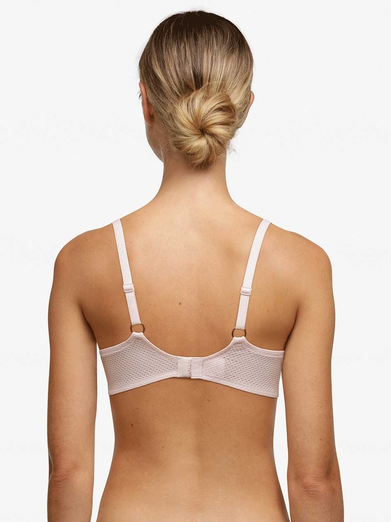 Soutien-gorge à coque plongeant CHANTELLE "Fleurs" C12M20 - Rose dragée 0JW