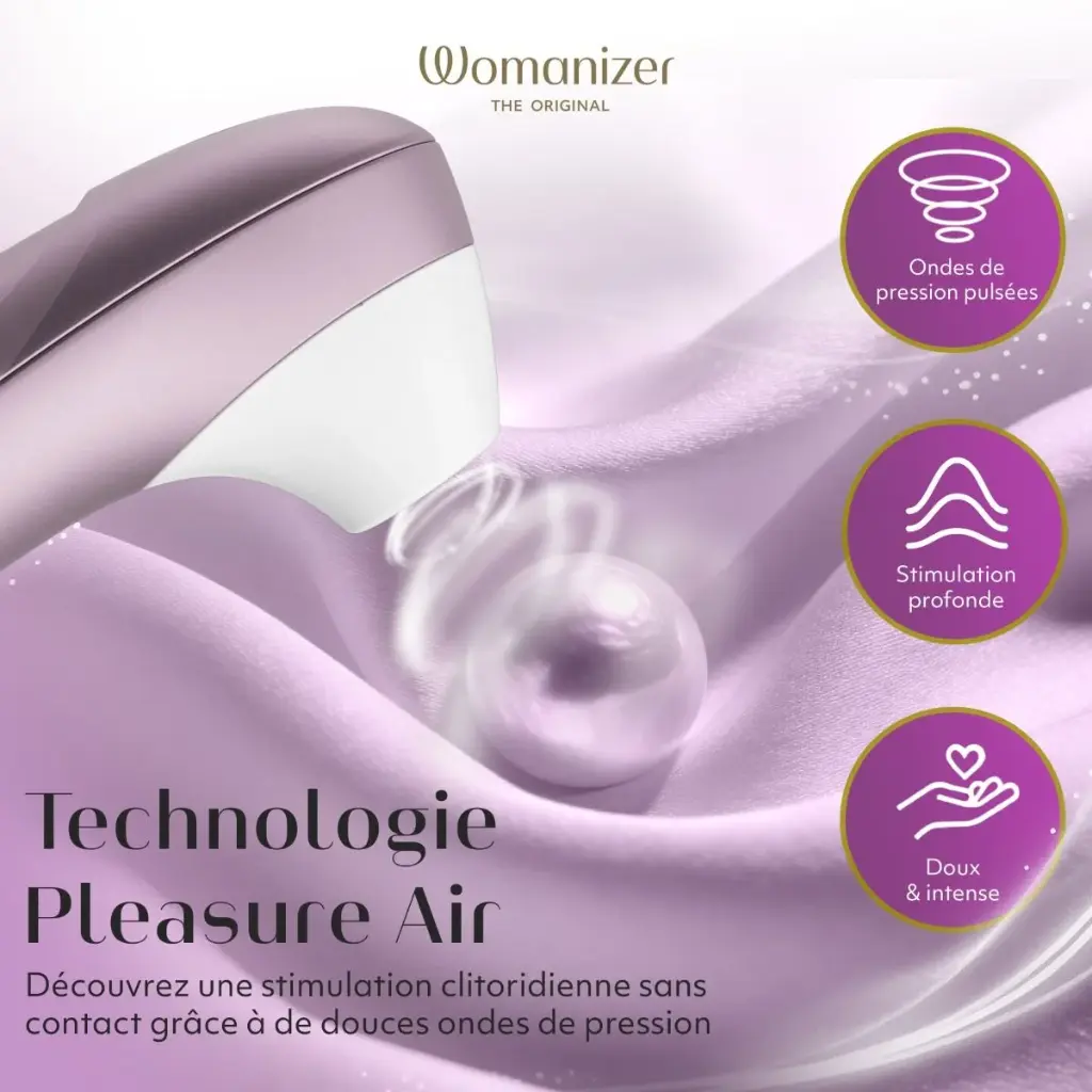 Stimulateur clitoridien à vibrations d'air pulsé WOMANIZER "Pro" - Lilas