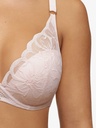 Soutien-gorge à coque plongeant CHANTELLE "Fleurs" C12M20 - Rose dragée 0JW