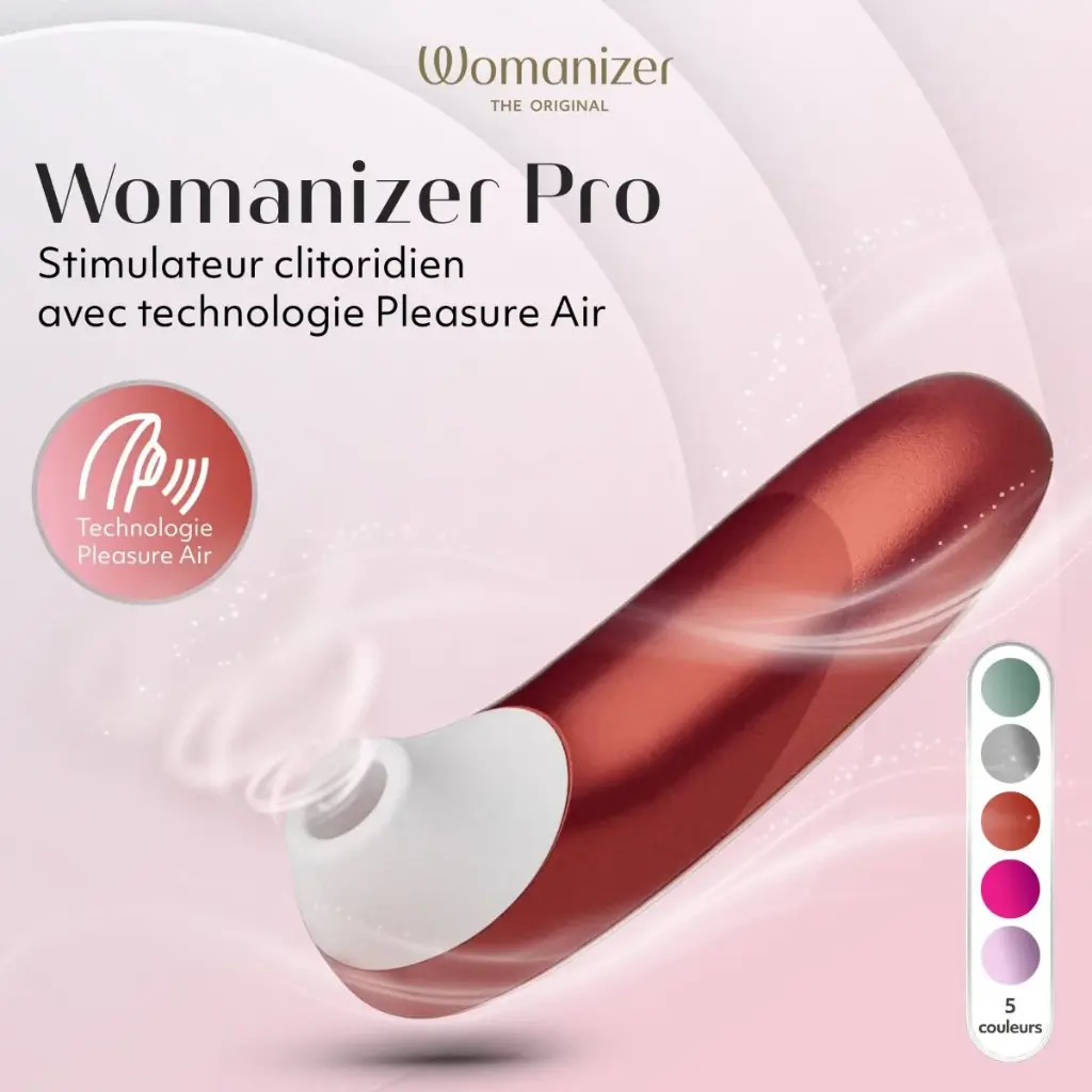 Stimulateur clitoridien à vibrations d'air pulsé WOMANIZER "Pro" - Bordeaux