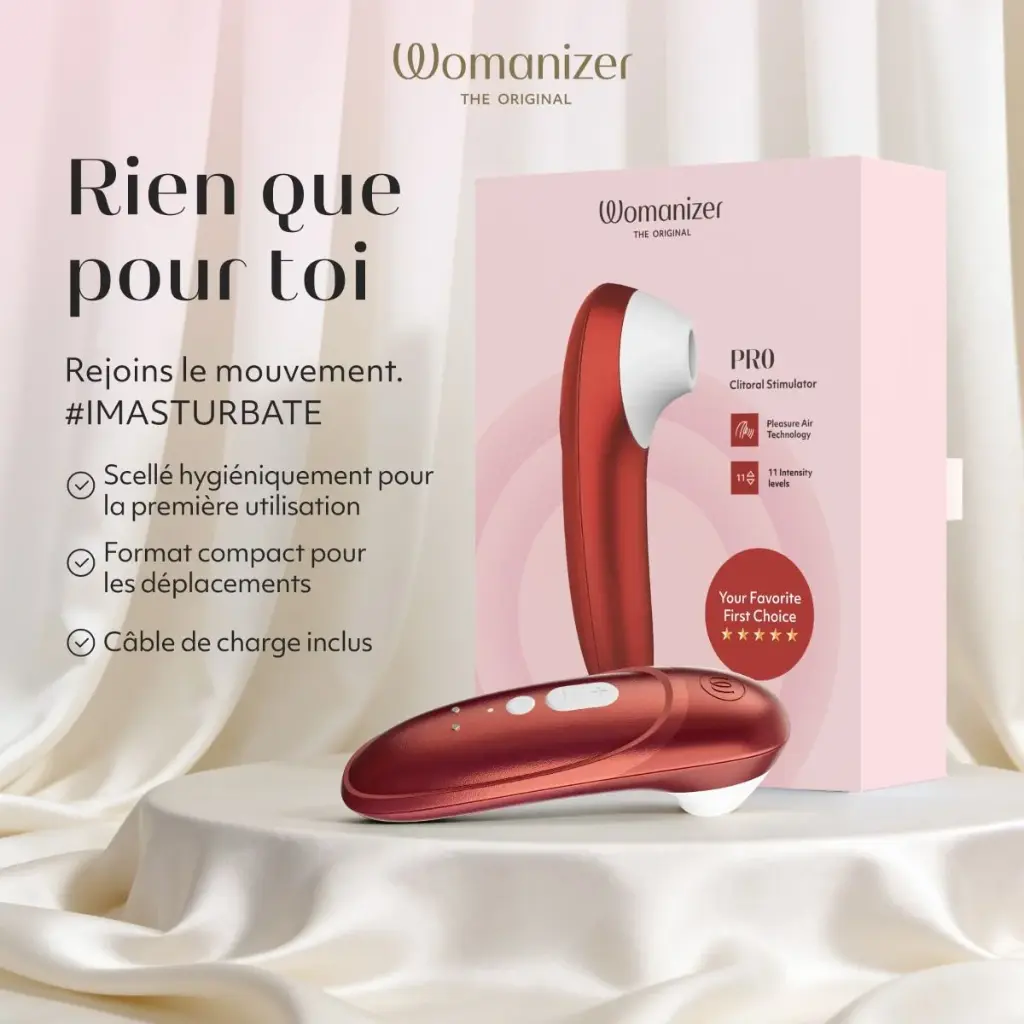 Stimulateur clitoridien à vibrations d'air pulsé WOMANIZER "Pro" - Bordeaux