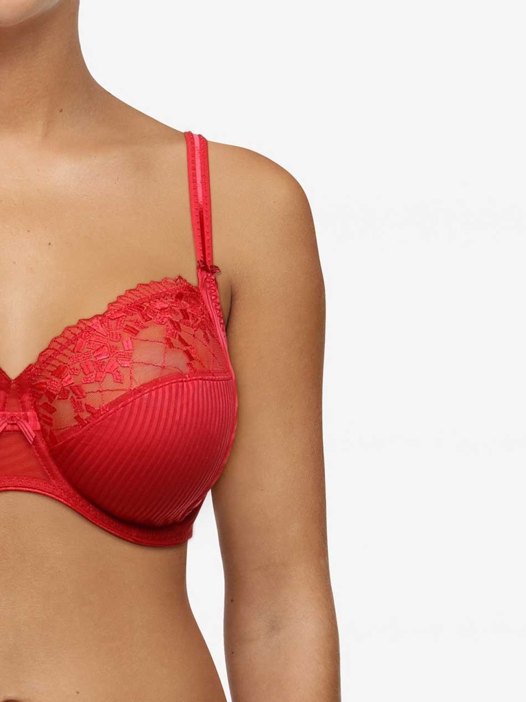 Soutien-gorge à armatures en 3 parties enveloppant CHANTELLE "Pont Neuf" C13810 - Scarlet 05W