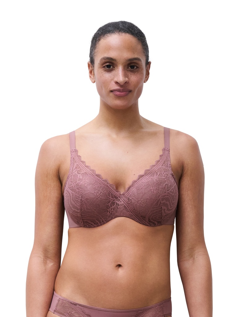 Soutien-gorge avec coques memory form enveloppant CHANTELLE EASY FEEL "Floral Touch" C94260 - Rose des bois 0R4