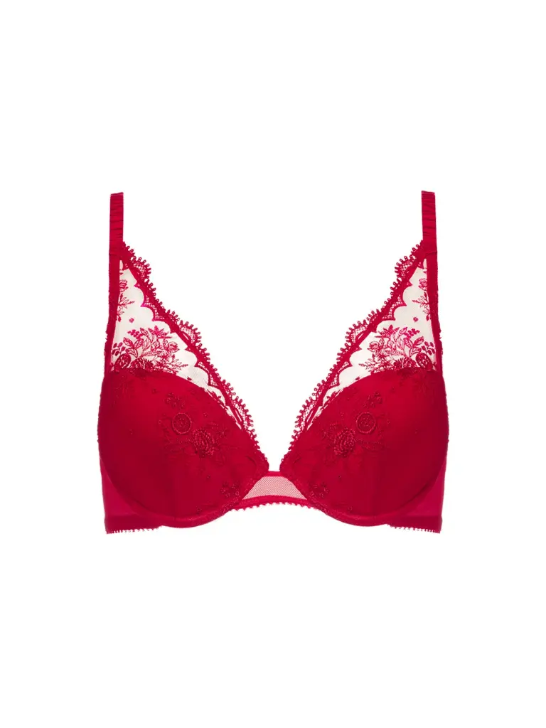 Soutien-gorge triangle push-up avec armatures SIMONE PERELE "Intrigue" 1E2347 - Rouge Opéra 377