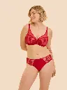 Soutien-gorge décolleté plongeant avec armatures SIMONE PERELE "Intrigue" 1E2319 - Rouge Opéra 377