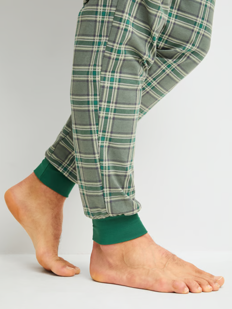 Pyjama long homme avec bord élastique 100% coton CALIDA "Relax Imprint" 47587 - Forest Green 590
