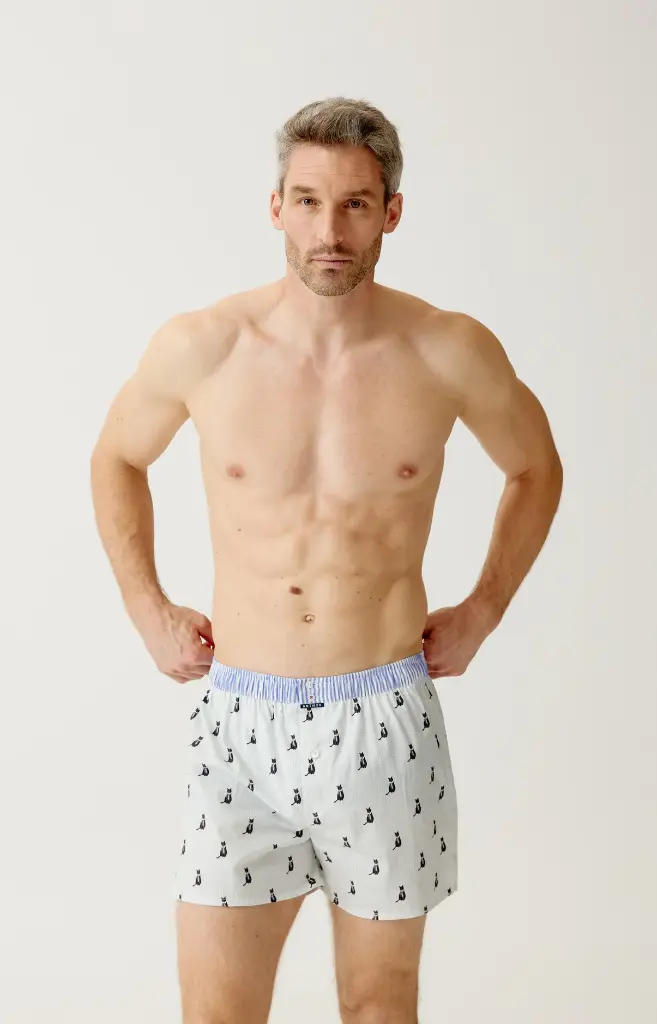 Caleçon américain homme avec maintien 100% coton bio ARTHUR "Le Club" CSP - Ivoire 1227H26