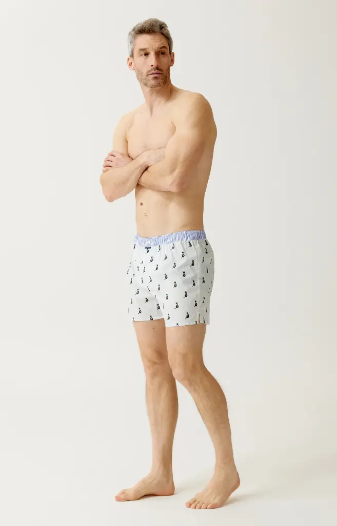 Caleçon américain homme avec maintien 100% coton bio ARTHUR "Le Club" CSP - Ivoire 1227H26