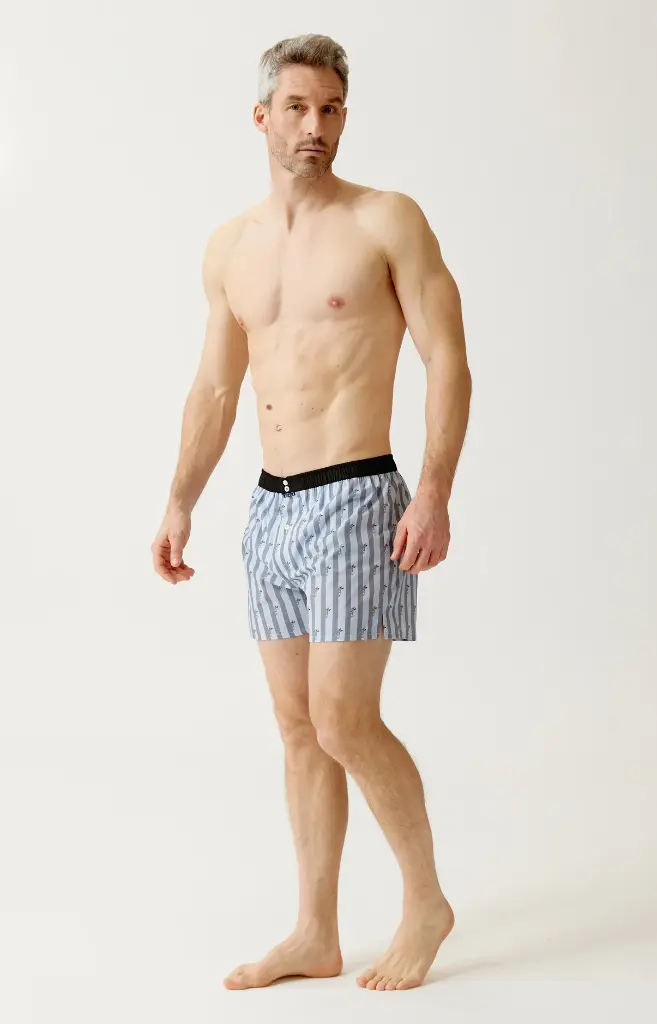 Caleçon américain homme avec maintien 100% coton bio ARTHUR "Le Club" CSP - Bleu 1234H26