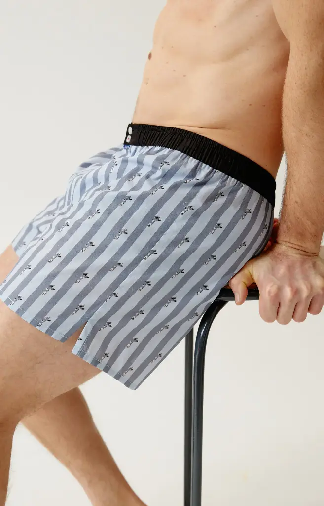 Caleçon américain homme avec maintien 100% coton bio ARTHUR "Le Club" CSP - Bleu 1234H26