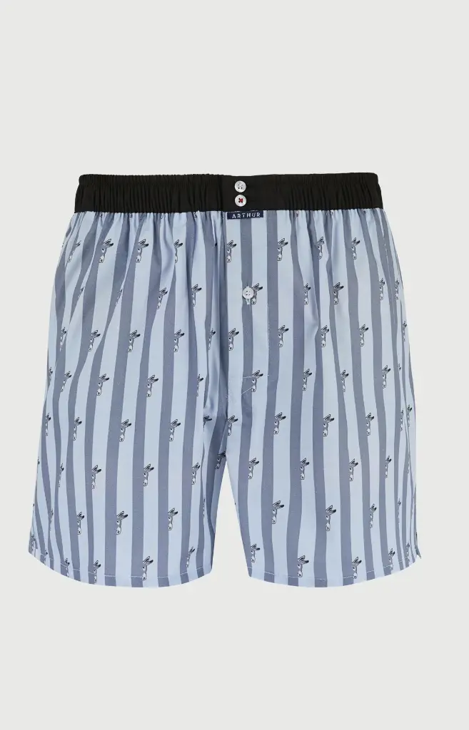 Caleçon américain homme avec maintien 100% coton bio ARTHUR "Le Club" CSP - Bleu 1234H26