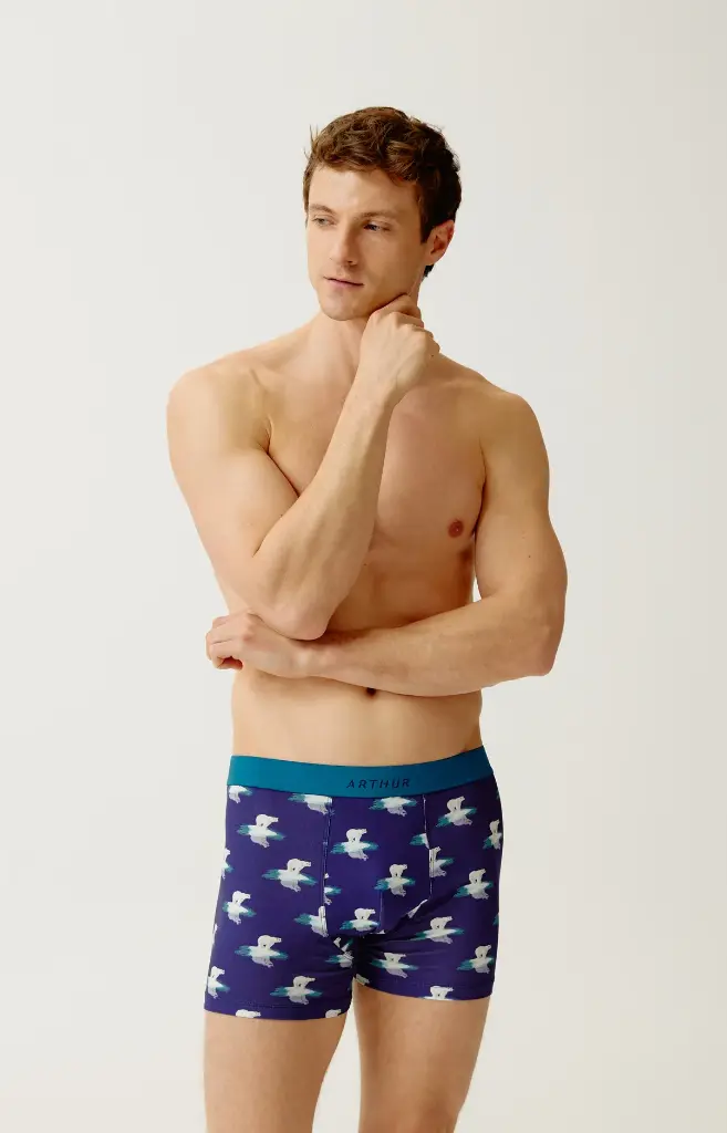 Boxer homme coton bio ARTHUR "Comment Savane" MAC - Marine POLAH26