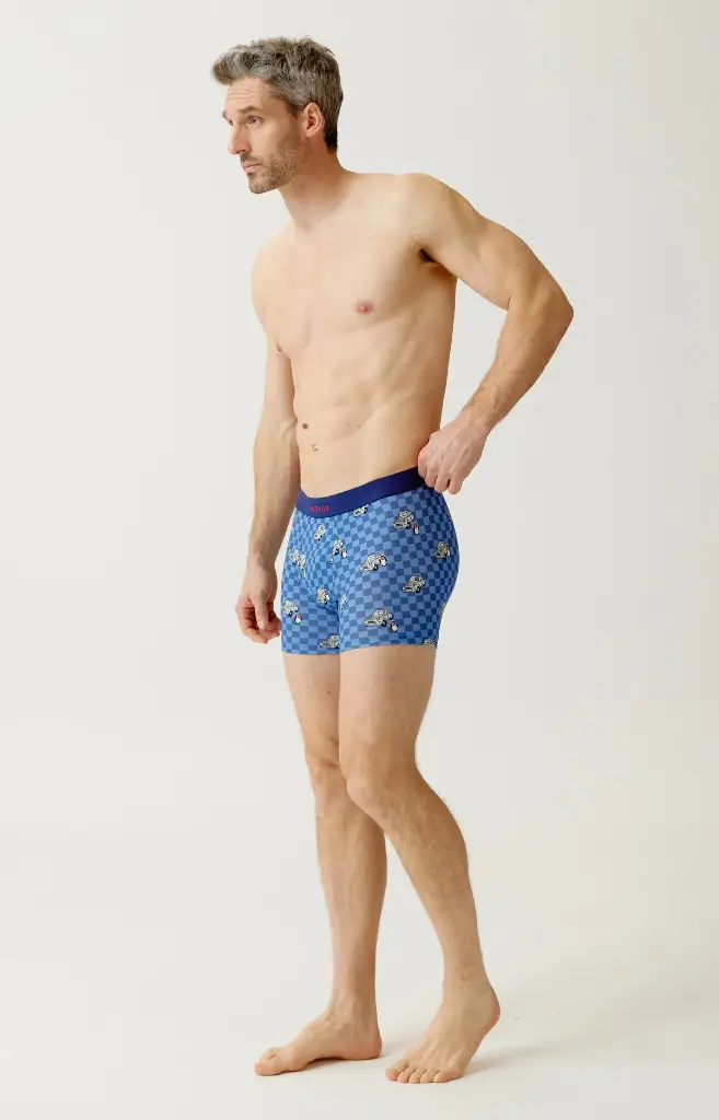 Boxer homme coton bio ARTHUR "Lent au démarrage" MAC - Bleu 2CVCH26