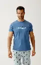 Pyjama short homme 100% coton bio ARTHUR "Cat sup" PAU - Ciel CATSH26